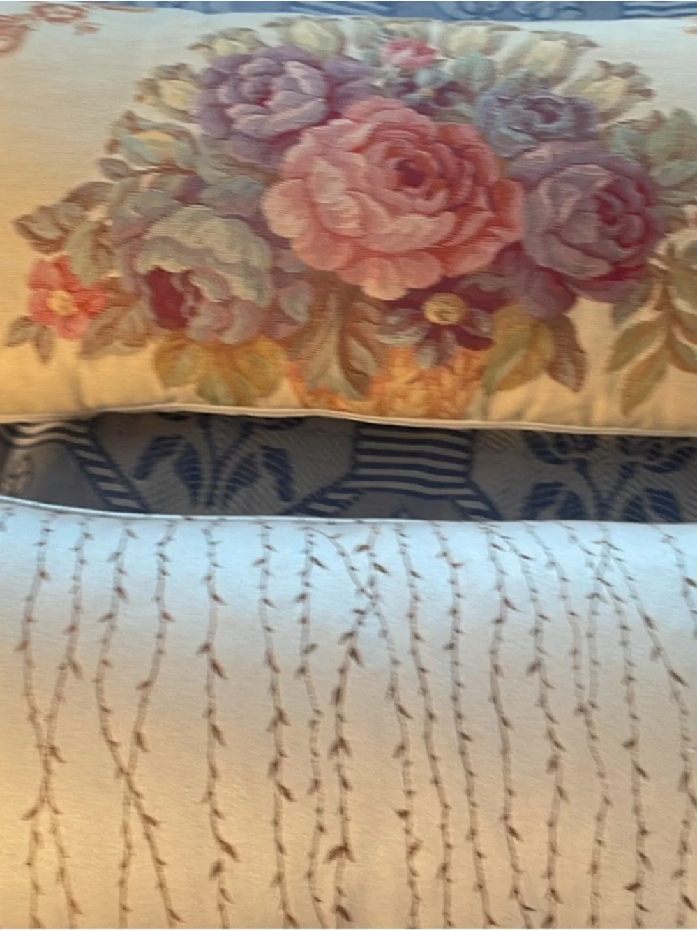 Floral Rose Bouquet Decorative Pillow - Pink and Beige print Set